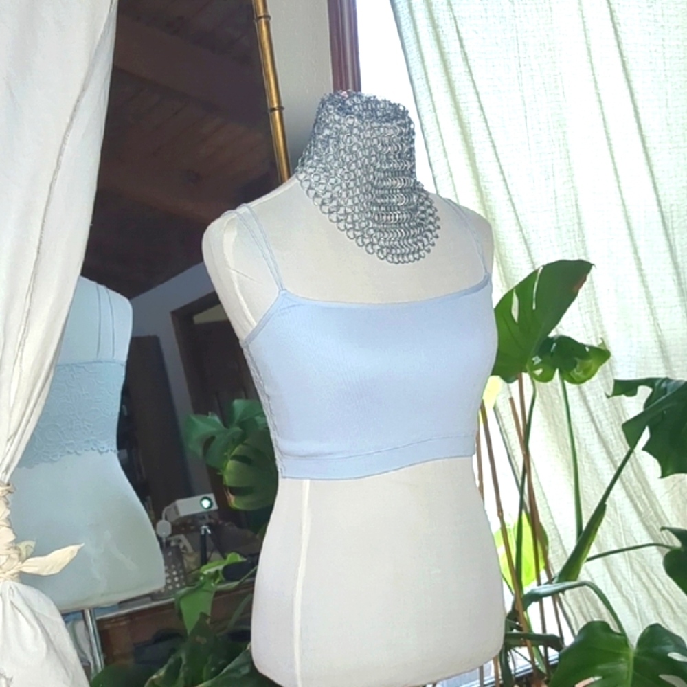 Light Blue Ribbed Crop Top